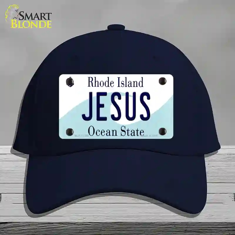 HAT20-MLP-11205 Jesus Rhode Island State Novelty License Plate Hat, Cotton - Navy