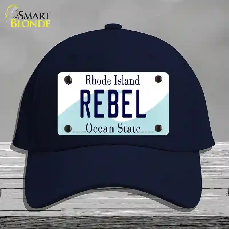 HAT20-MLP-11223 Rebel Rhode Island State Novelty License Plate Hat, Cotton - Navy
