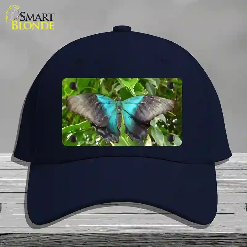 HAT20-MLP-11237 Butterfly Blue & Black Novelty License Plate Hat, Cotton - Navy