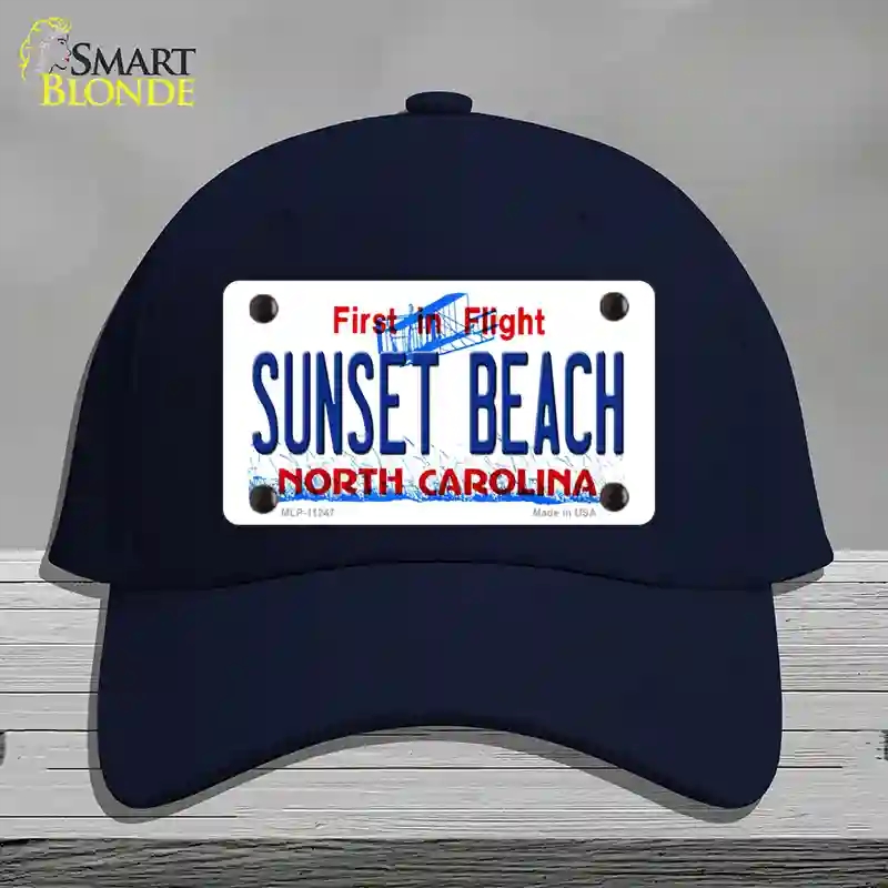 HAT20-MLP-11247 Sunset Beach North Carolina State Novelty License Plate Hat, Cotton - Navy