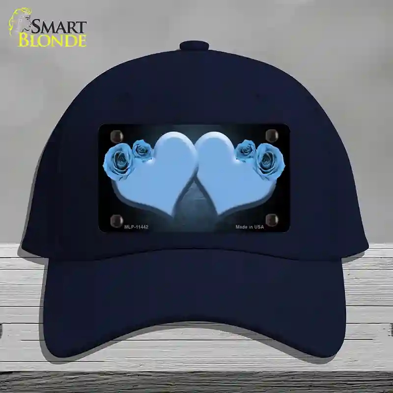 HAT20-MLP-11442 Hearts Over Roses in Light Blue Novelty License Plate Hat, Cotton - Navy
