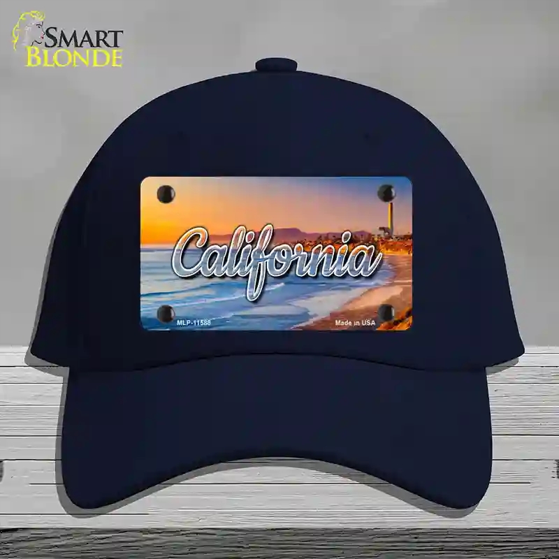HAT20-MLP-11588 California Beach State Novelty License Plate Hat, Cotton - Navy