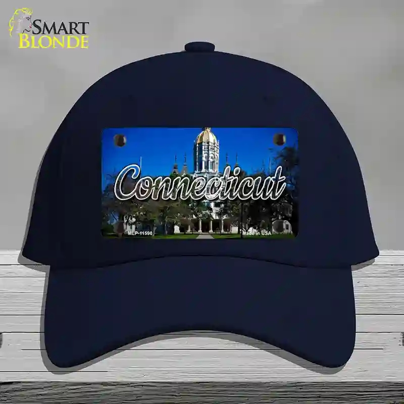 HAT20-MLP-11590 Connecticut Capital Building State Novelty License Plate Hat, Cotton - Navy