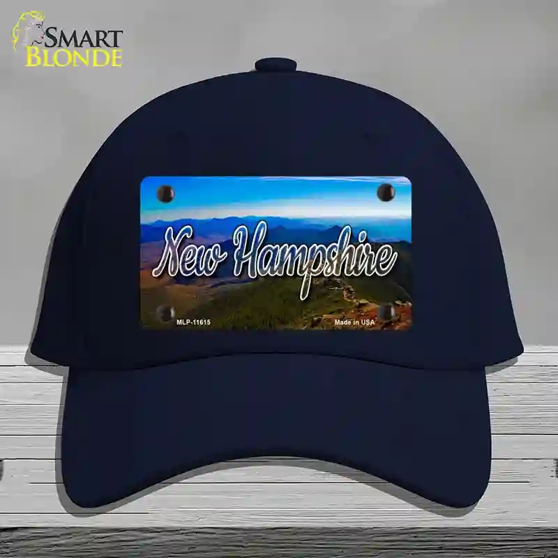 HAT20-MLP-11615   Hampshire Mountain Range State Novelty License Plate Hat, Cotton - Navy