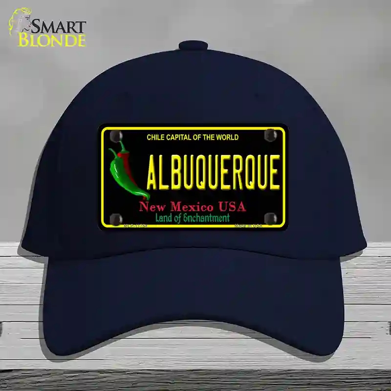 HAT20-MLP-11754 Albuquerque   Mexico Black State Novelty License Plate Hat, Cotton - Navy