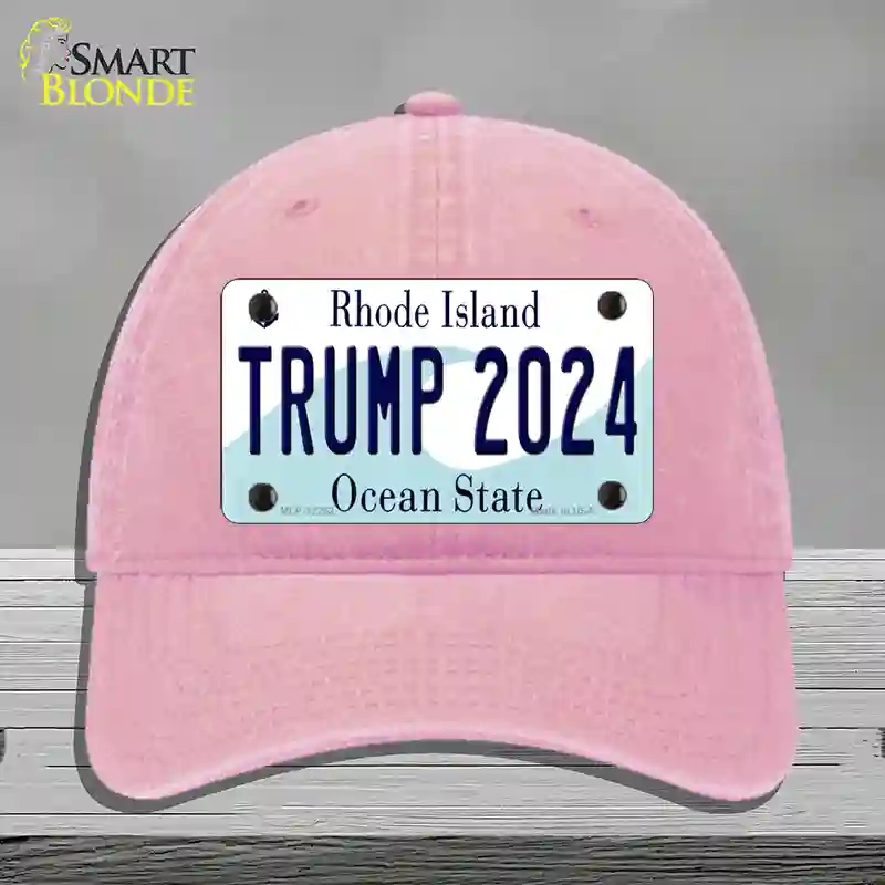 HAT12-MLP-12252 Trump 2024 Rhode Island Novelty License Plate Hat, Unconstructed Cotton - Pink