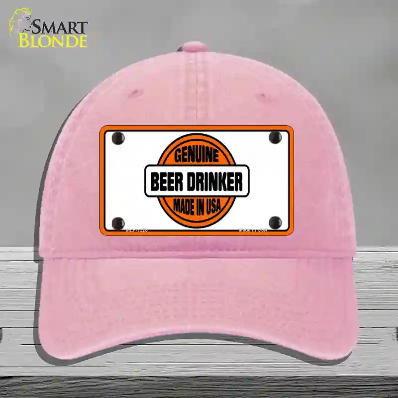 HAT12-MLP-1228 Genuine Beer Drinker Novelty License Plate Hat, Unconstructed Cotton - Pink