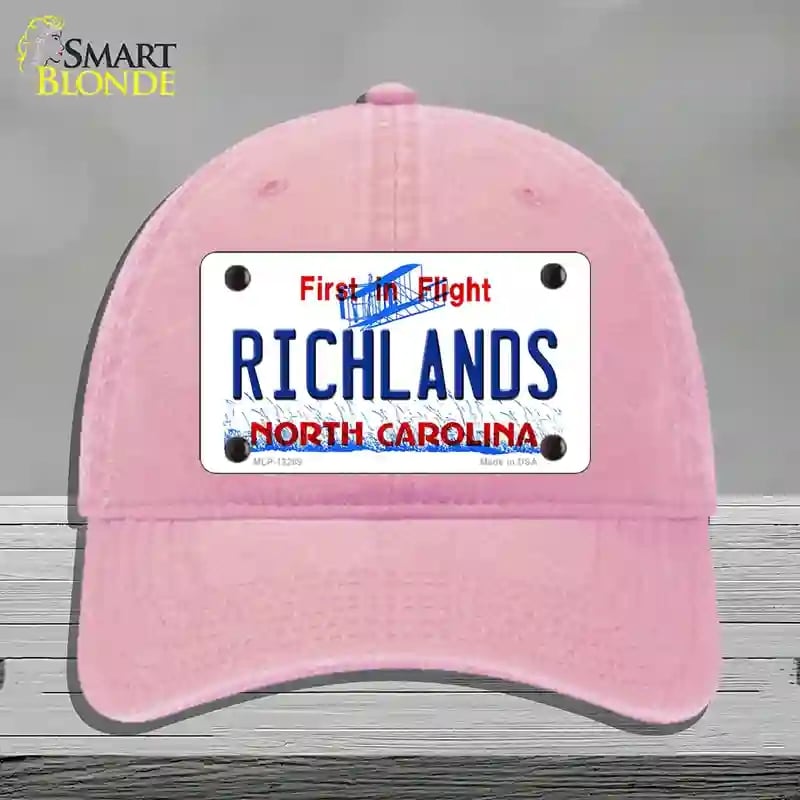 HAT12-MLP-12289 North Carolina Richlands Novelty License Plate Hat, Unconstructed Cotton - Pink