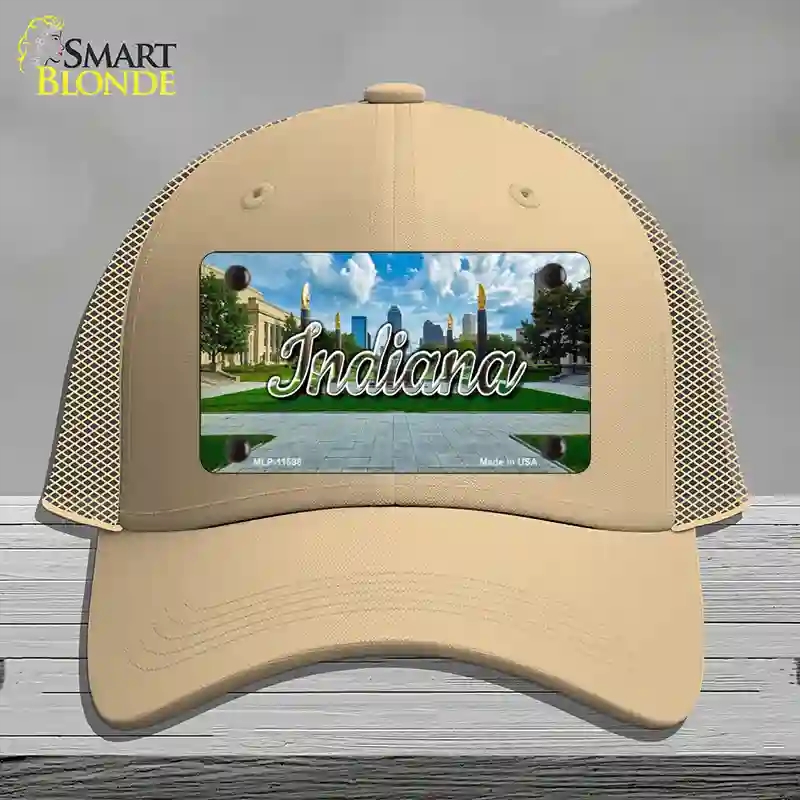 HAT15-MLP-11598 Indiana Sunny Park State Novelty License Plate Hat, Mesh - Khaki