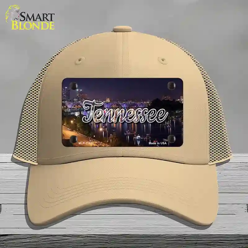 HAT15-MLP-11631 Tennessee Bridge Lights State Novelty License Plate Hat, Mesh - Khaki
