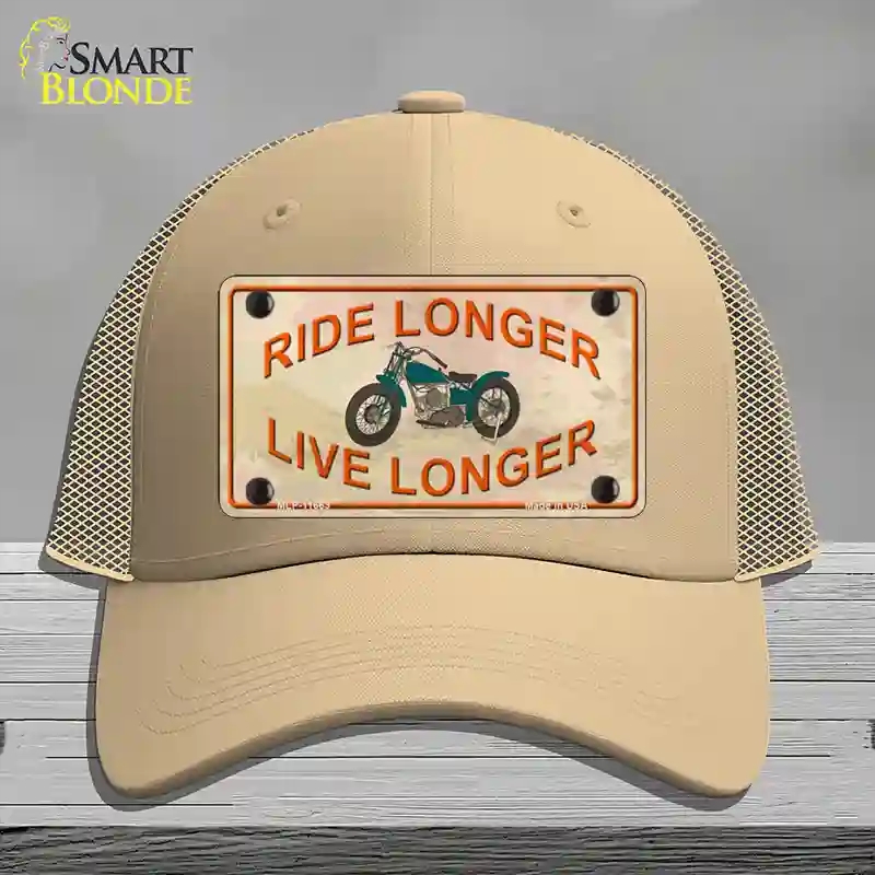 HAT15-MLP-11663 Ride Longer Live Longer Novelty License Plate Hat, Mesh - Khaki