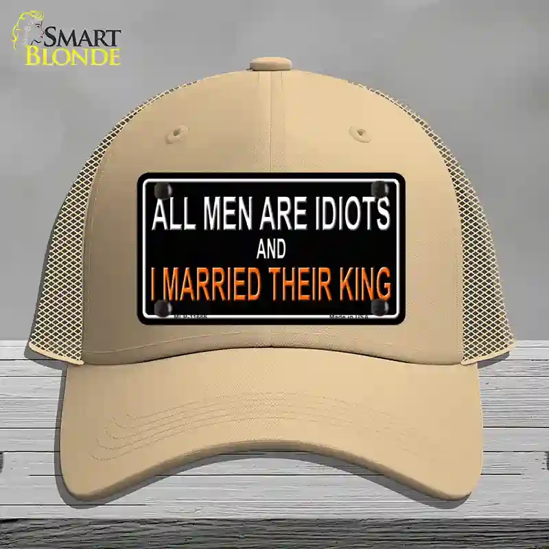 HAT15-MLP-11666 All Men Are Idiots Novelty License Plate Hat, Mesh - Khaki