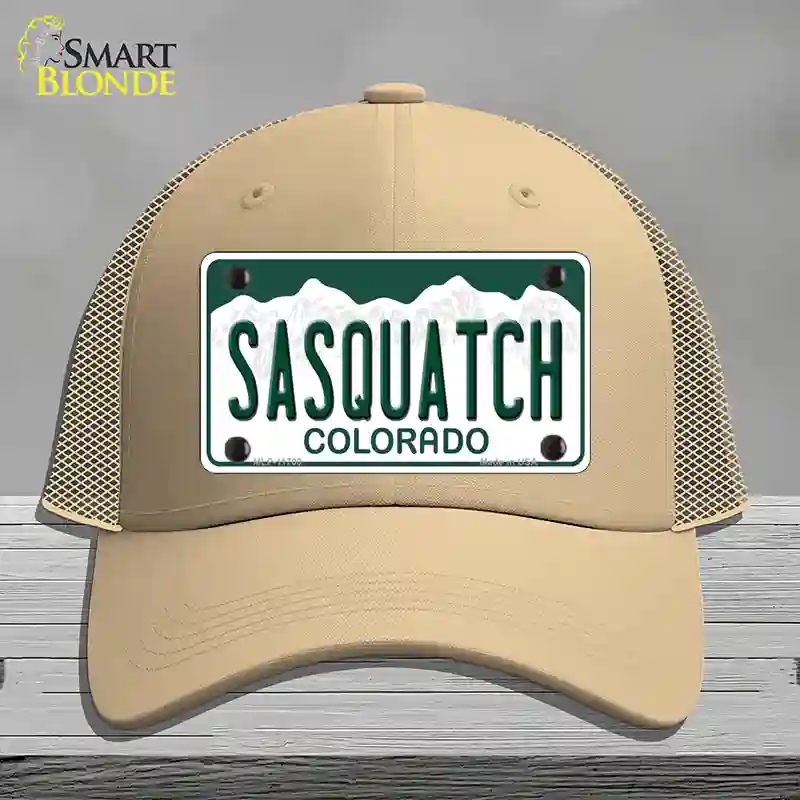 HAT15-MLP-11700 Sasquatch Colorado Novelty License Plate Hat, Mesh - Khaki