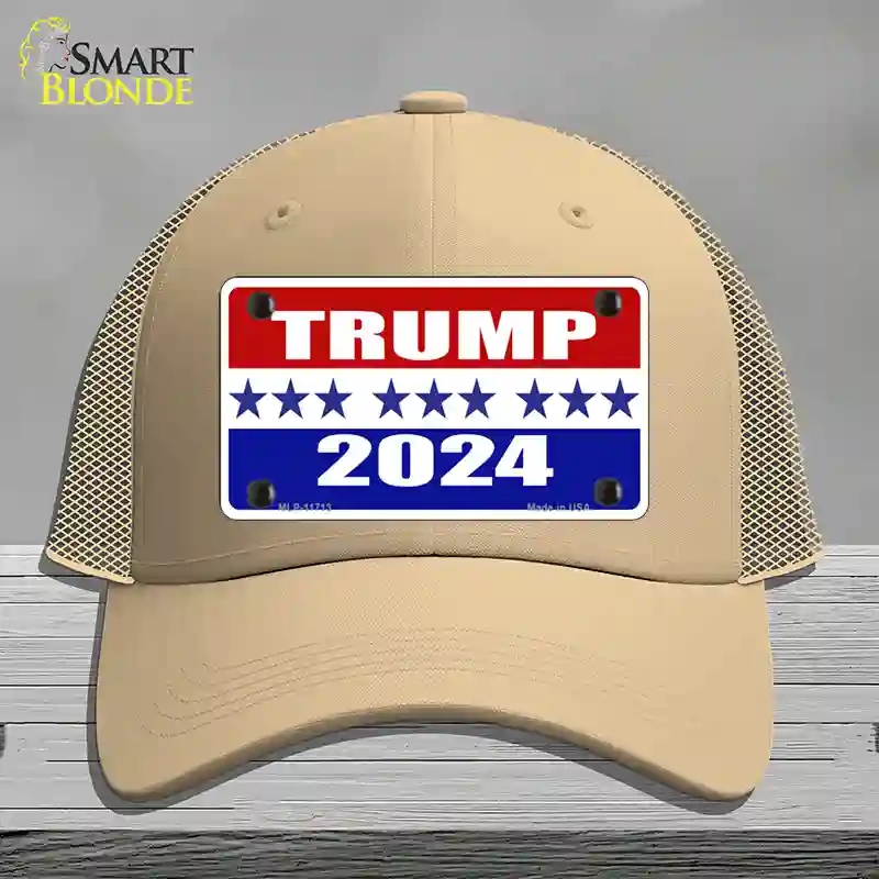 HAT15-MLP-11713 Trump 2024 Star Novelty License Plate Hat, Mesh - Khaki