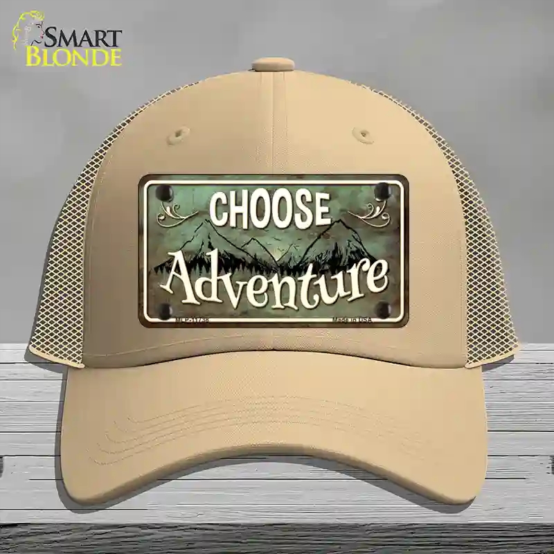 HAT15-MLP-11738 Choose Adventure Novelty License Plate Hat, Mesh - Khaki