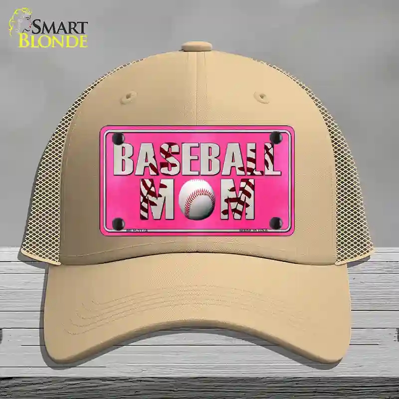HAT15-MLP-1174 Baseball Mom Novelty License Plate Hat, Mesh - Khaki