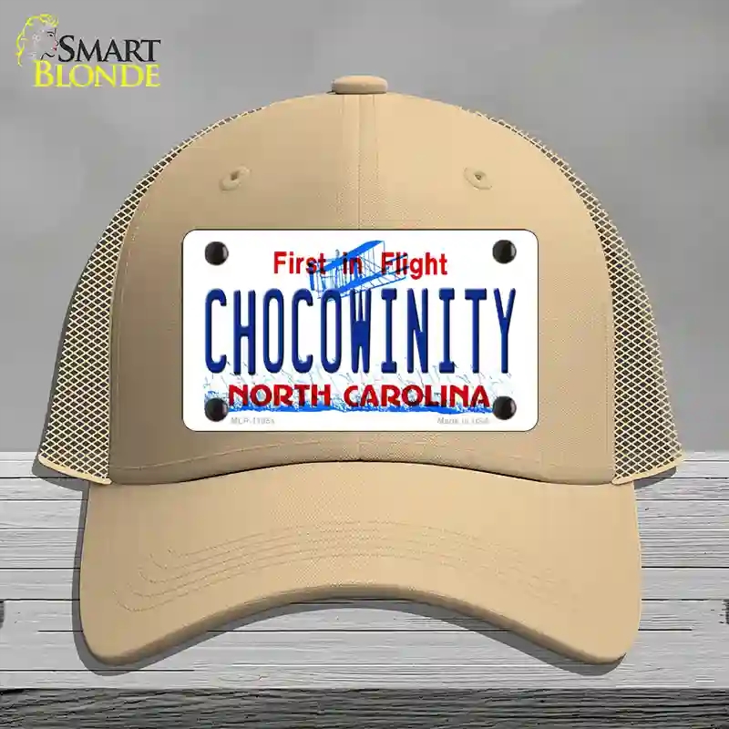 HAT15-MLP-11854 Chocowinity North Carolina Novelty License Plate Hat, Mesh - Khaki