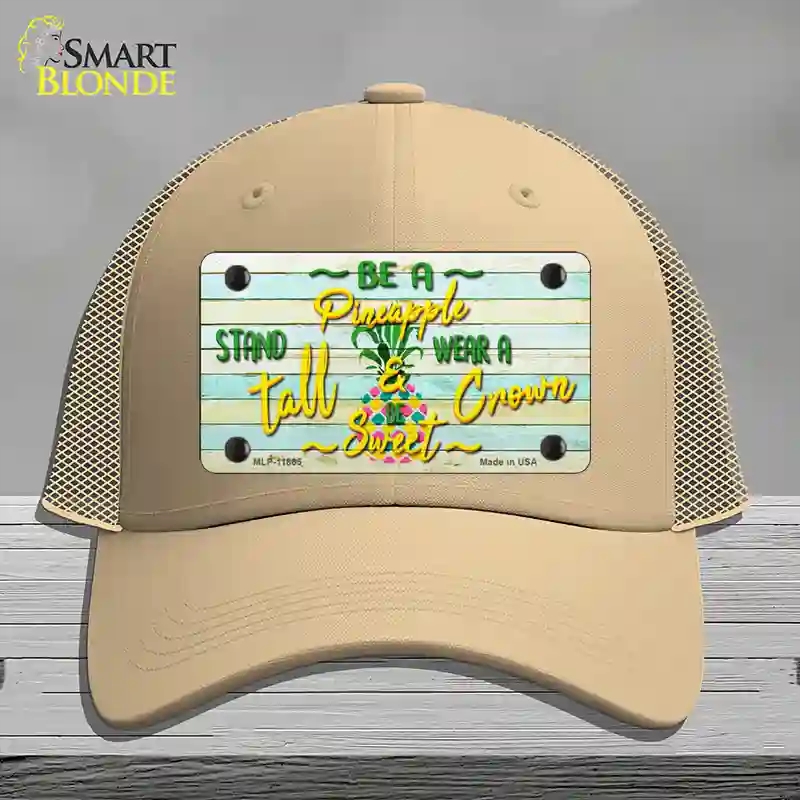 HAT15-MLP-11865 Be a Pineapple Novelty License Plate Hat, Mesh - Khaki