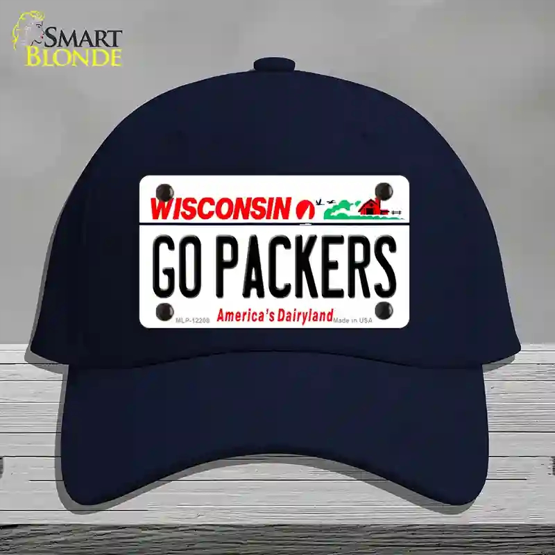 HAT20-MLP-12208 Go Packers Wisconsin Novelty License Plate Hat, Cotton - Navy