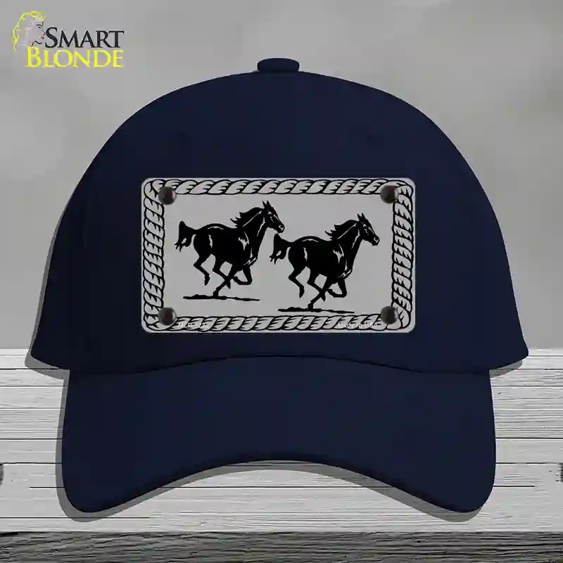 HAT20-MLP-1233 Two Running Horses Novelty License Plate Hat, Cotton - Navy