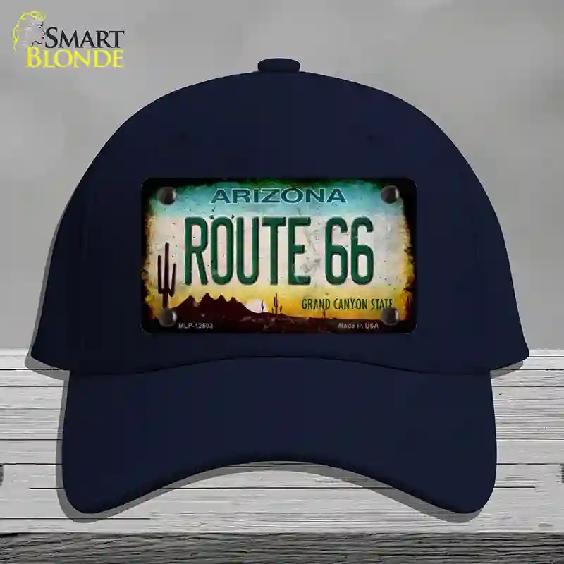 HAT20-MLP-12503 Route 66 Arizona Rusty Novelty License Plate Hat, Cotton - Navy