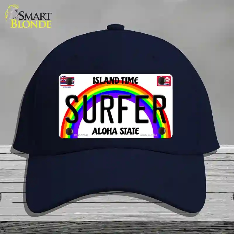 HAT20-MLP-12549 Surfer Hawaii Novelty License Plate Hat, Cotton - Navy