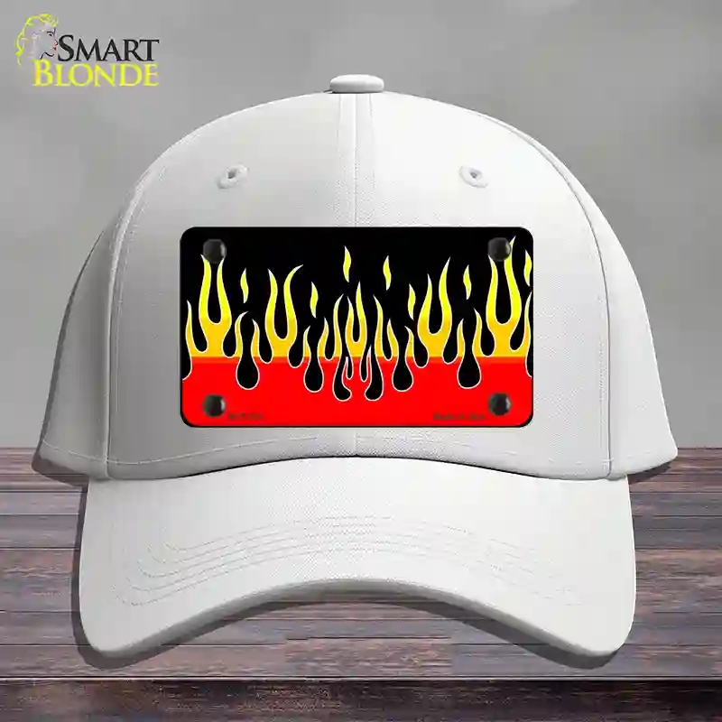 HAT21-MLP-021 Flames Novelty License Plate Hat, Cotton - White