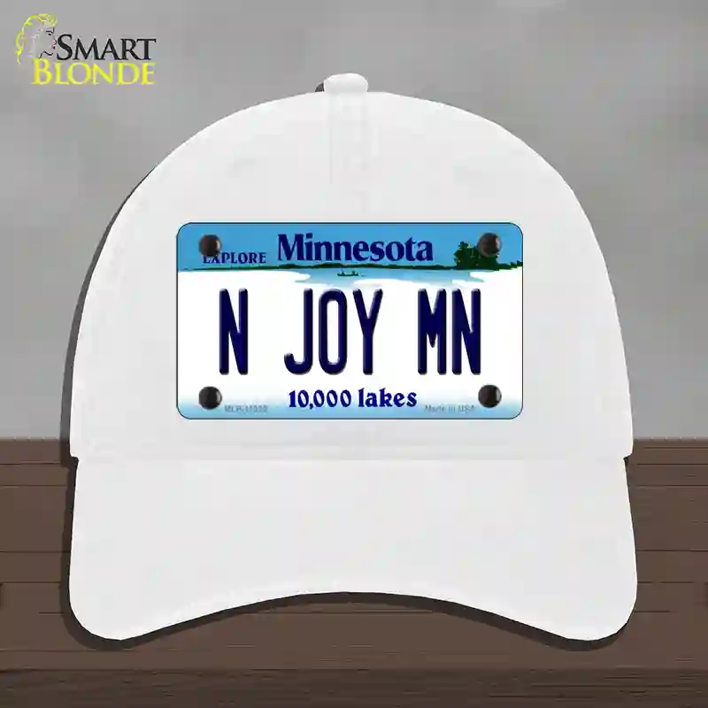 HAT14-MLP-11035 N Joy MN Minnesota Novelty License Plate Hat, Unconstructed Cotton - White