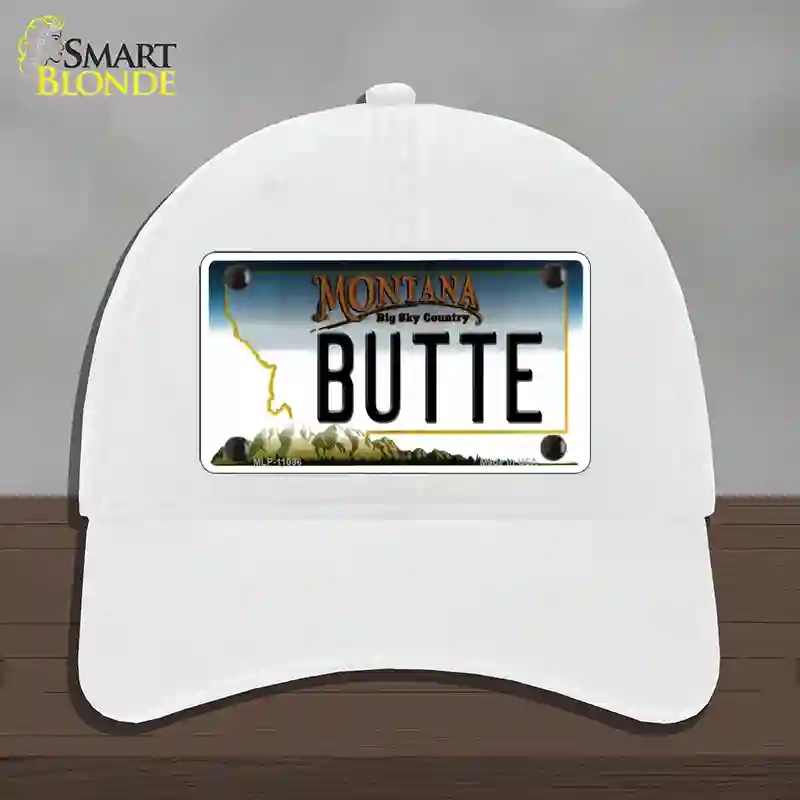 HAT14-MLP-11096 Butte Montana State Novelty License Plate Hat, Unconstructed Cotton - White