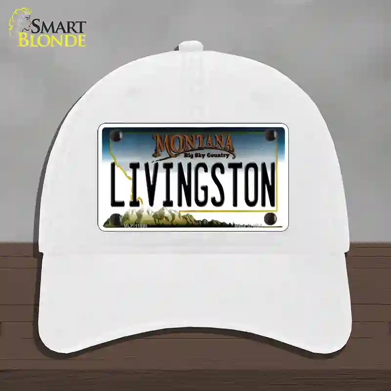 HAT14-MLP-11098 Livingston Montana State Novelty License Plate Hat, Unconstructed Cotton - White