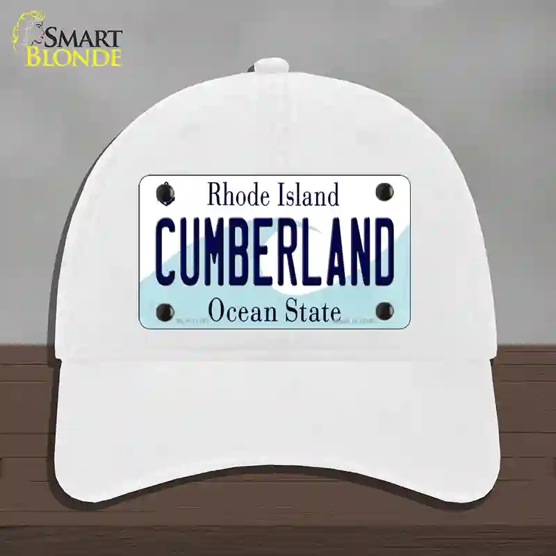 HAT14-MLP-11191 Cumberland Rhode Island State Novelty License Plate Hat, Unconstructed Cotton - White