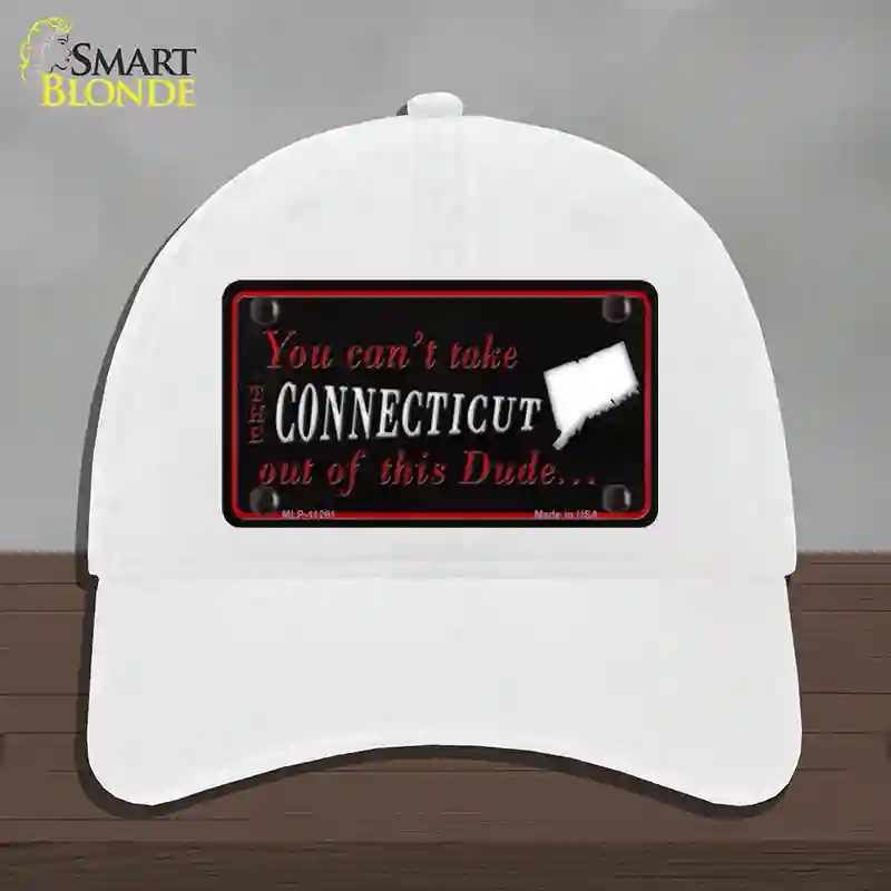 HAT14-MLP-11261 Connecticut Dude Novelty License Plate Hat, Unconstructed Cotton - White