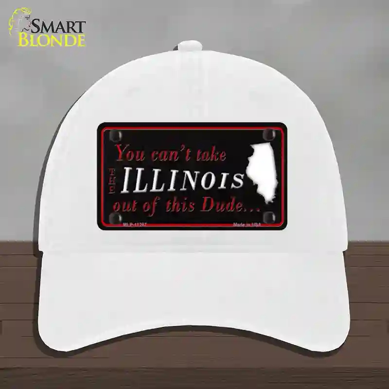HAT14-MLP-11267 Illinois Dude Novelty License Plate Hat, Unconstructed Cotton - White