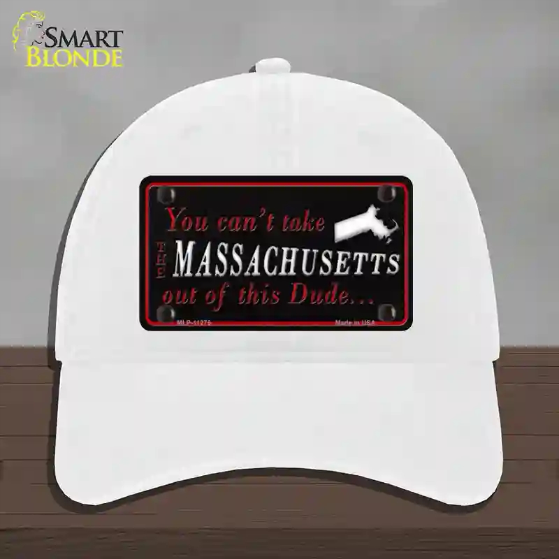 HAT14-MLP-11275 Massachusetts Dude Novelty License Plate Hat, Unconstructed Cotton - White