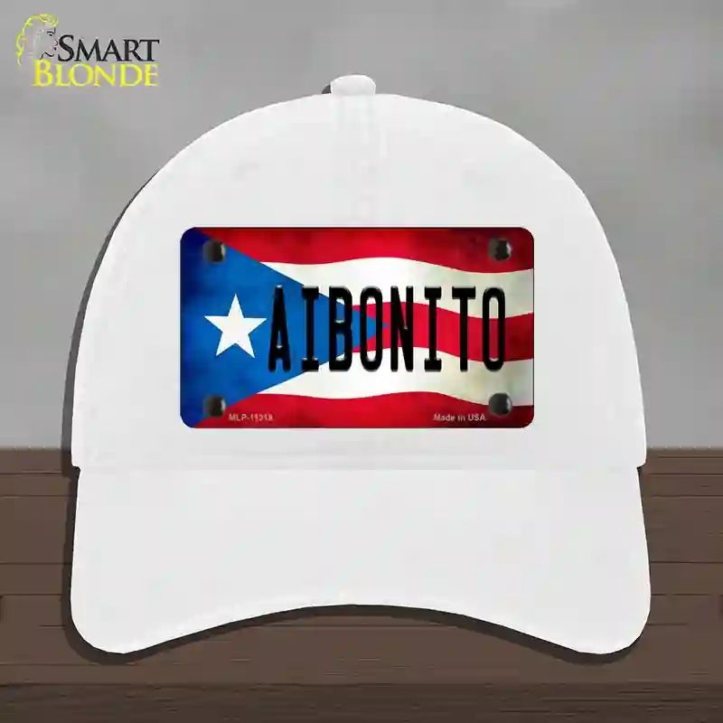 HAT14-MLP-11319 Aibonito Puerto Rico Flag Novelty License Plate Hat, Unconstructed Cotton - White