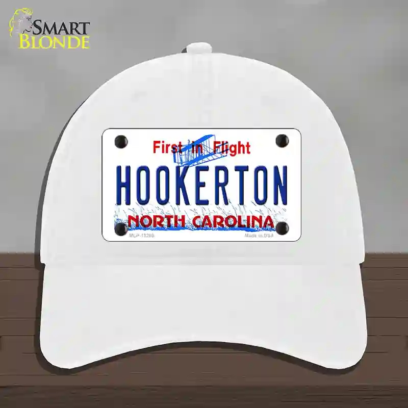 HAT14-MLP-12299 North Carolina Hookerton Novelty License Plate Hat, Unconstructed Cotton - White
