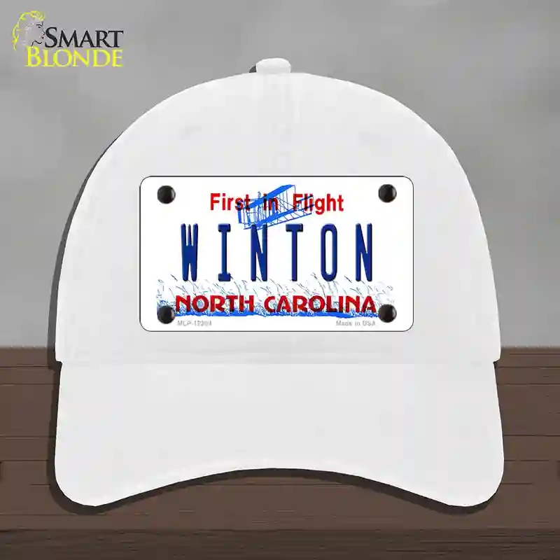 HAT14-MLP-12304 North Carolina Winton Novelty License Plate Hat, Unconstructed Cotton - White