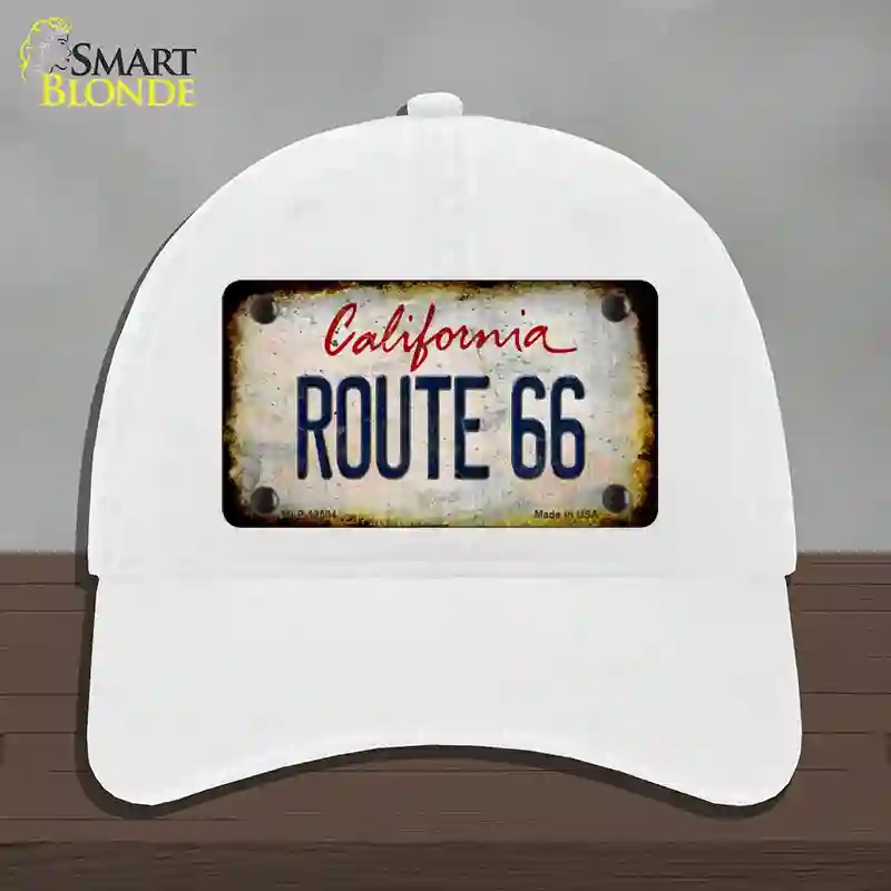 HAT14-MLP-12504 Route 66 California Rusty Novelty License Plate Hat, Unconstructed Cotton - White