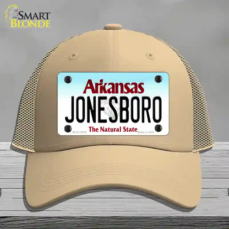 HAT15-MLP-10030 Jonesboro Arkansas Novelty License Plate Hat, Mesh - Khaki