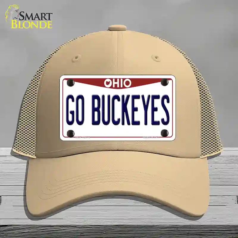 HAT15-MLP-10075 Go Buckeyes Ohio Novelty License Plate Hat, Mesh - Khaki