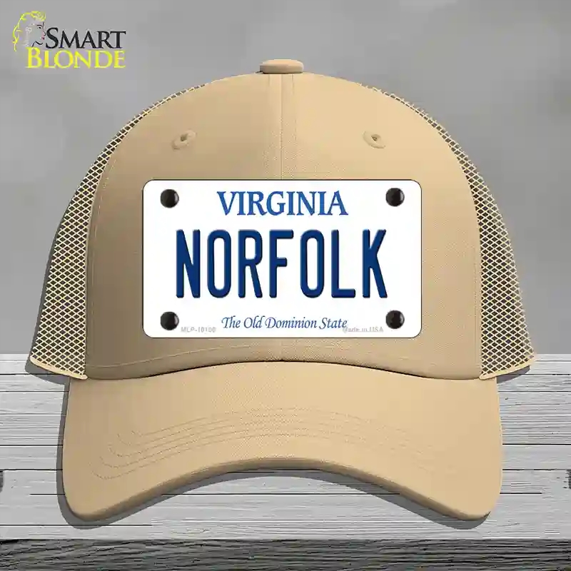 HAT15-MLP-10106 Norfolk Virginia Novelty License Plate Hat, Mesh - Khaki