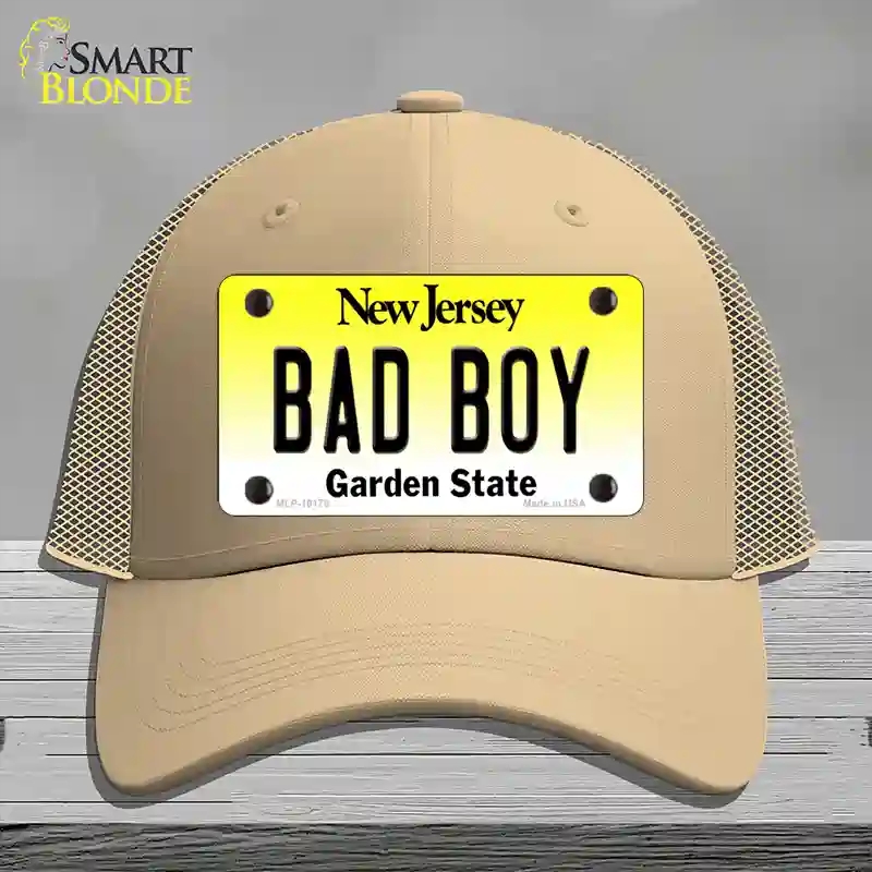 HAT15-MLP-10178 Bad Boy   Jersey Novelty License Plate Hat, Mesh - Khaki