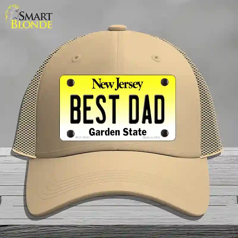 HAT15-MLP-10181 Best Dad   Jersey Novelty License Plate Hat, Mesh - Khaki
