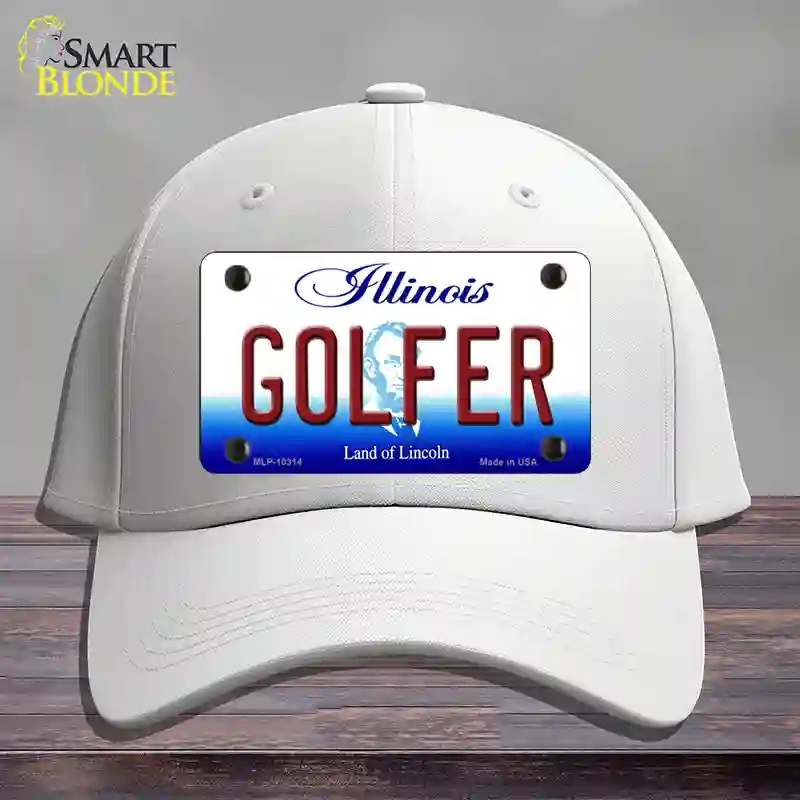 HAT21-MLP-10314 Golfer Illinois Novelty License Plate Hat, Cotton - White