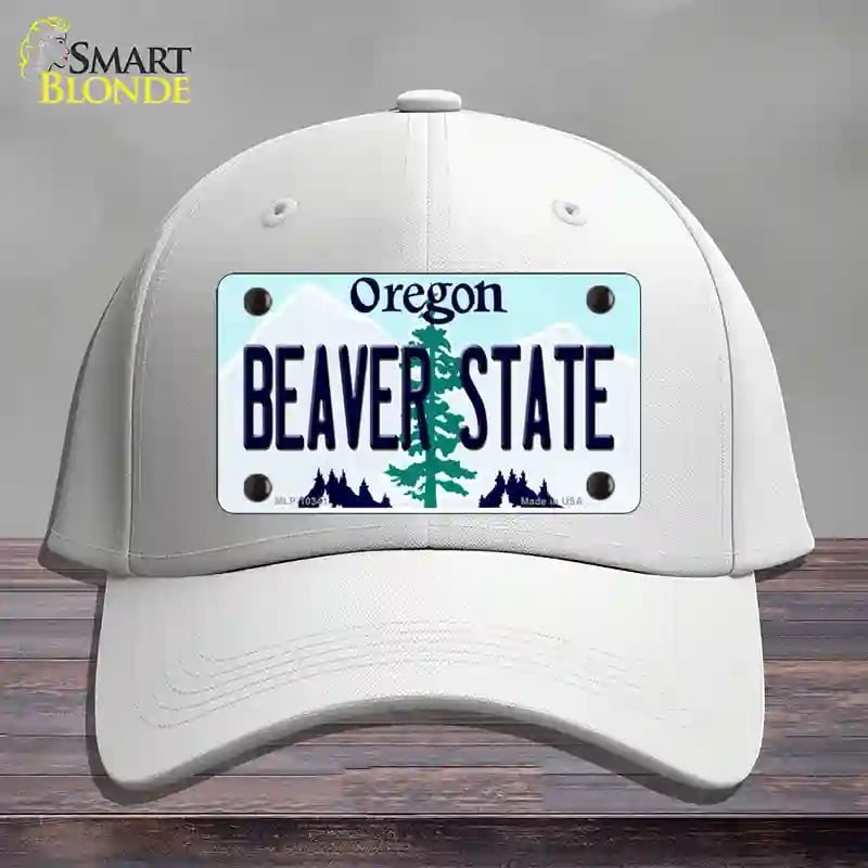 HAT21-MLP-10341 Beaver State Oregon Novelty License Plate Hat, Cotton - White