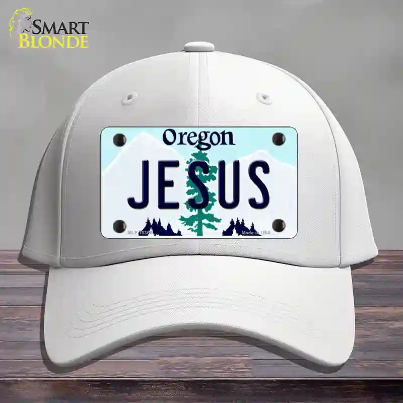 HAT21-MLP-10368 Jesus Oregon Novelty License Plate Hat, Cotton - White