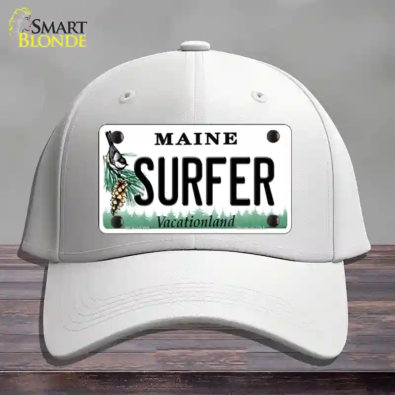 HAT21-MLP-10399 Surfer Maine Novelty License Plate Hat, Cotton - White