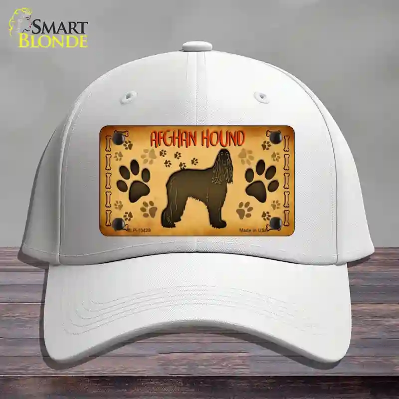 HAT21-MLP-10429 Afghan Hound Novelty License Plate Hat, Cotton - White