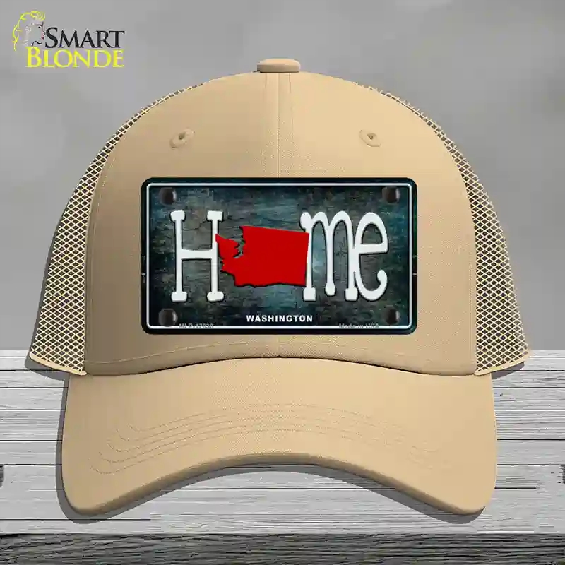 HAT15-MLP-12038 Washington Home State Outline Novelty License Plate Hat, Mesh - Khaki