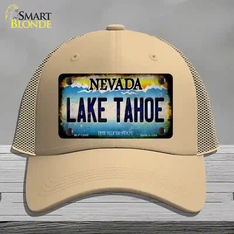 HAT15-MLP-12069 Nevada Lake Tahoe Novelty License Plate Hat, Mesh - Khaki
